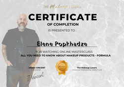 Professional makeup products masterclass certificate for Elene Popkhadze